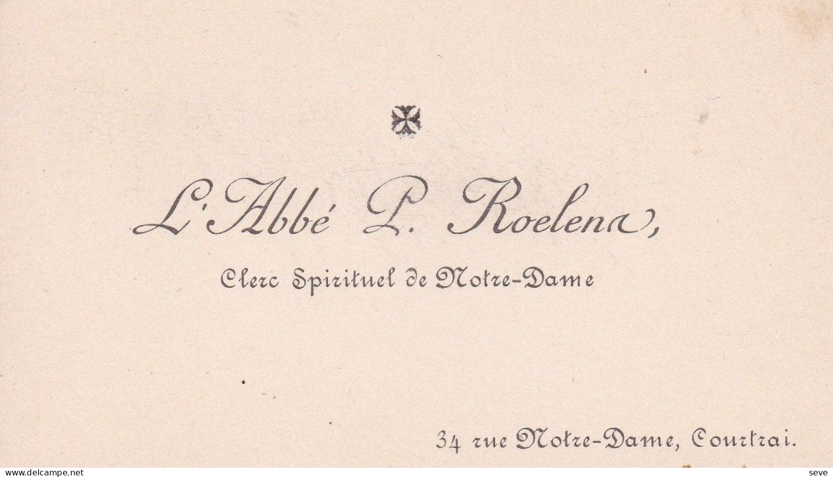 COURTRAI Abbé ROELENS Clerc Spirituel De NOTRE-DAME Carte De Visite Fin 19e Siècle - Cartes De Visite