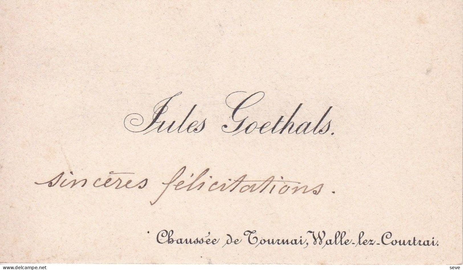 WALLE-LEZ-COURTRAI Jules GOETHALS  Carte De Visite Fin 19e Siècle - Cartes De Visite