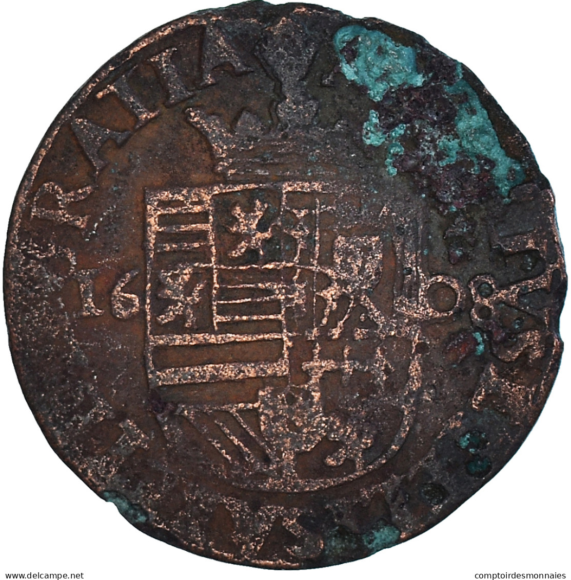 Monnaie, Belgique, Albert & Isabelle, Liard, 1608, Anvers, TB, Cuivre - Other & Unclassified