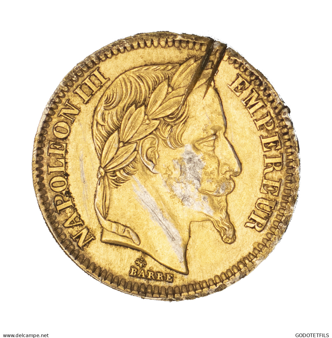 Fausse 20 Francs En Platine Doré Napoléon III 1868 Paris - Variétés Et Curiosités
