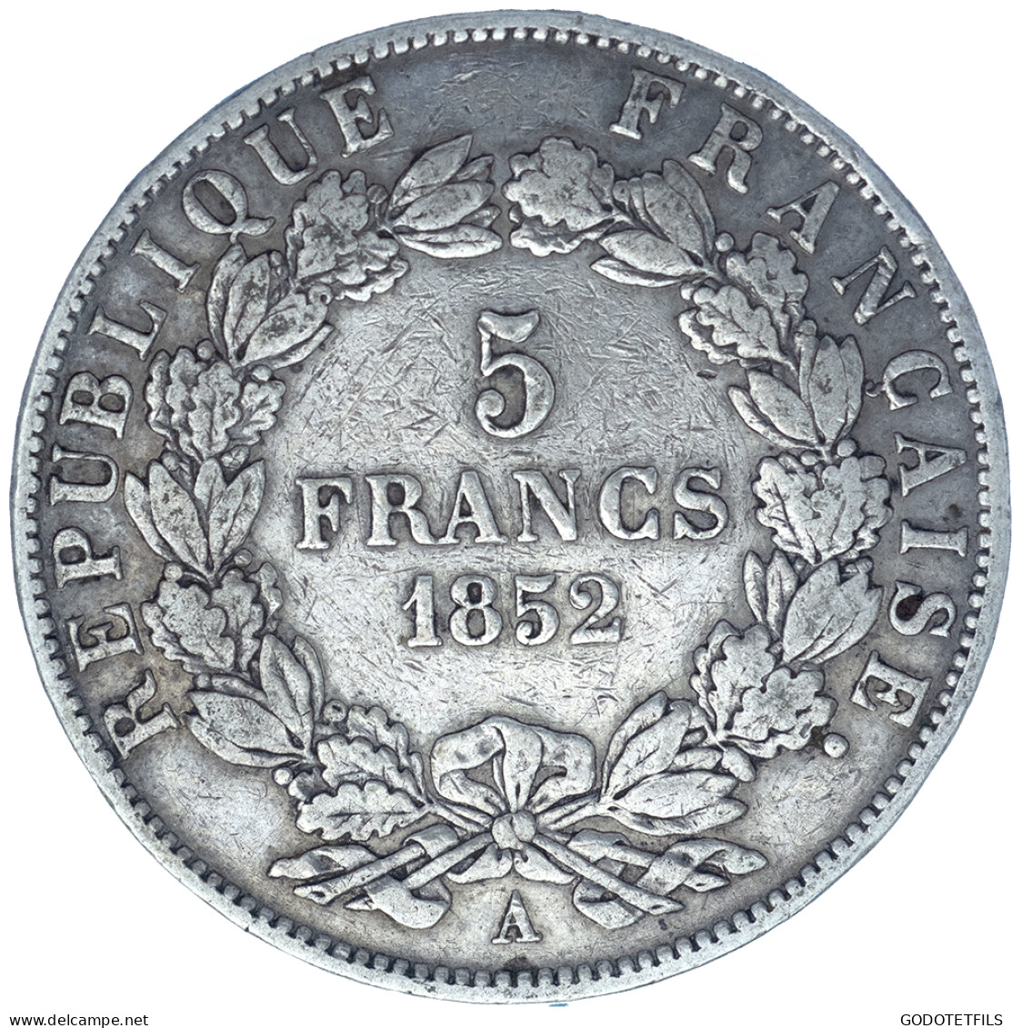 II ème République-5 Francs Louis-Napoléon Bonaparte, Tête Nue 1852 Paris - 5 Francs