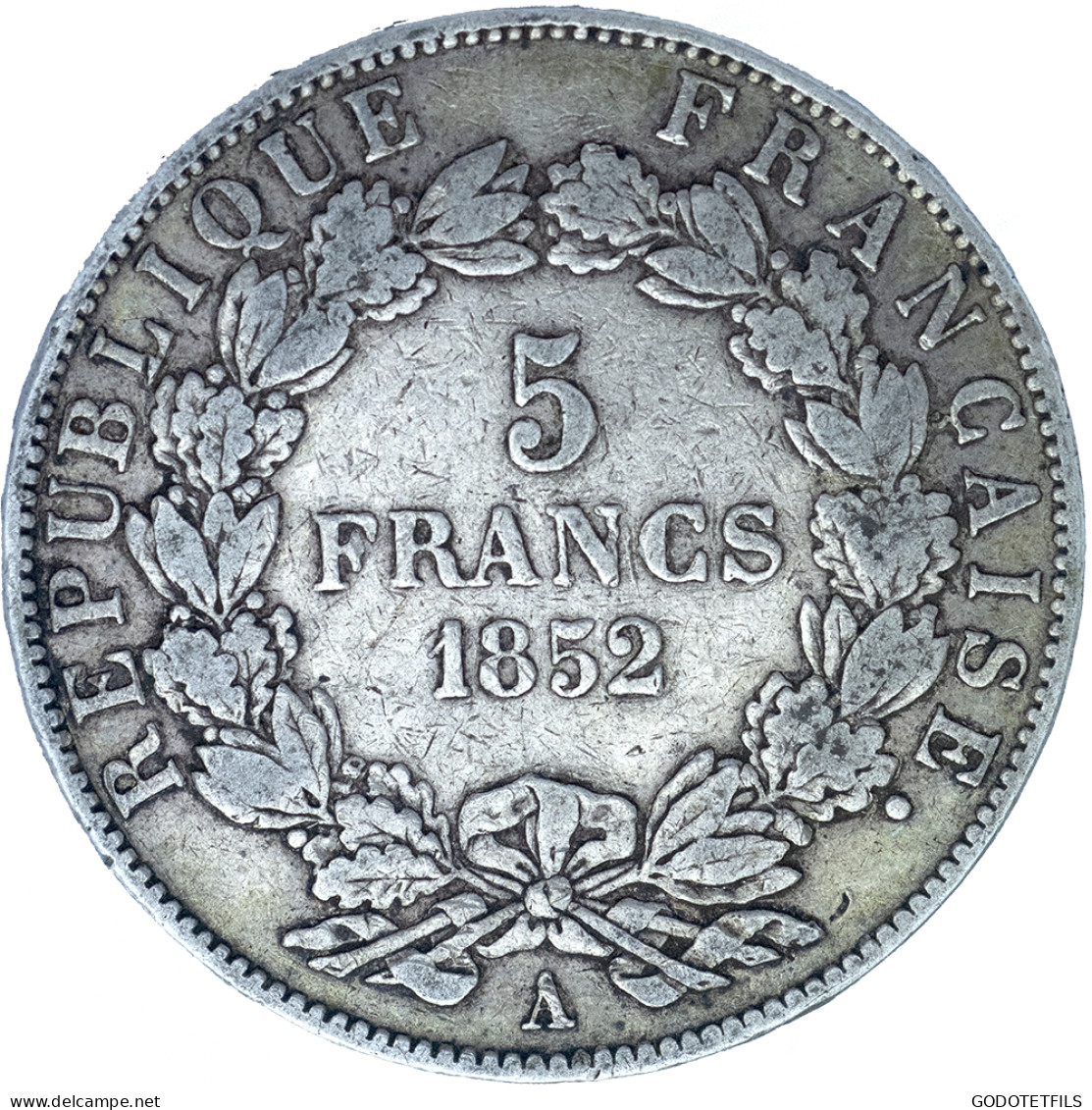 II ème République-5 Francs Louis-Napoléon Bonaparte, Tête Nue 1852 Paris - 5 Francs