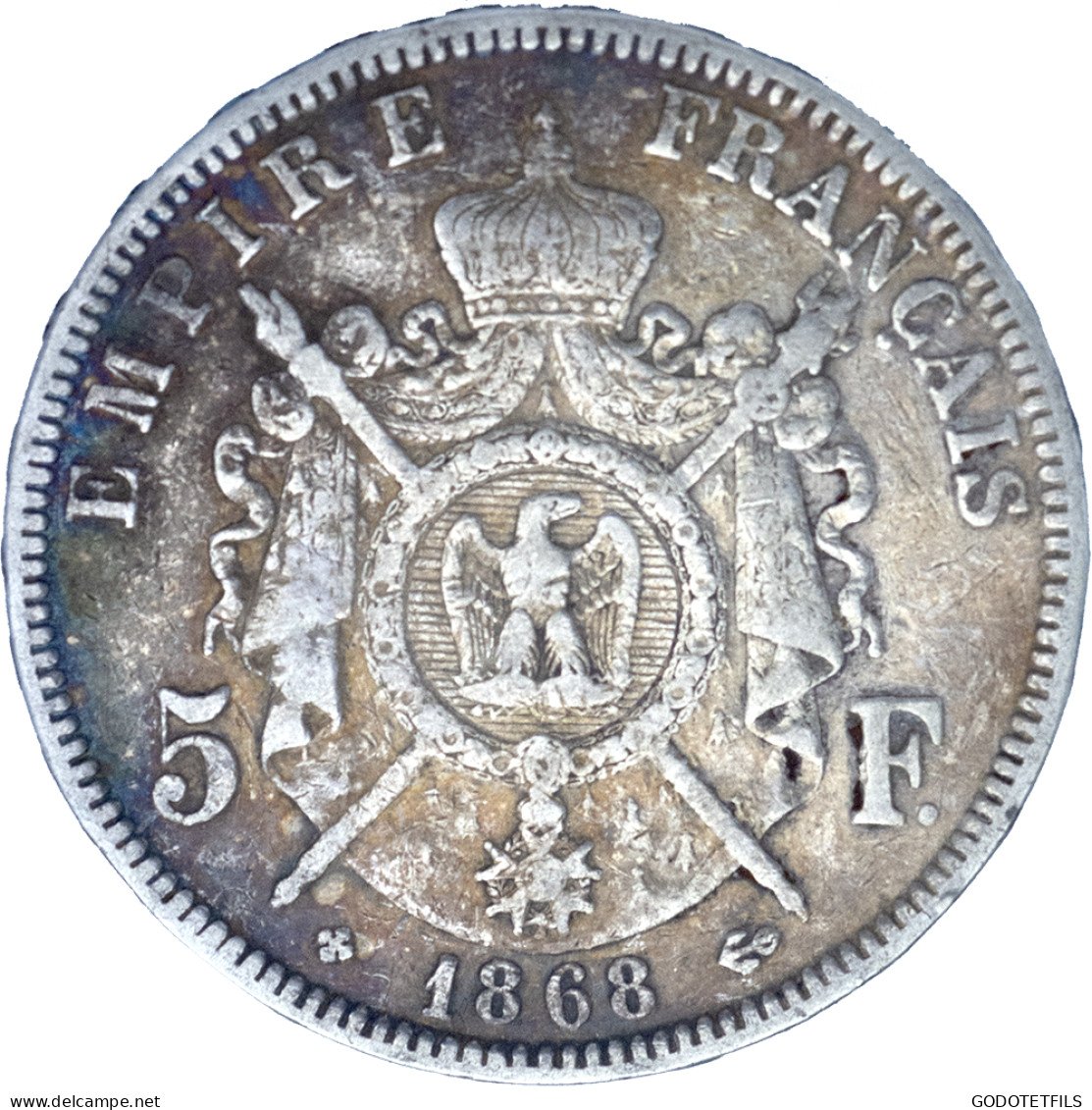 Second-Empire-5 Francs Napoléon III, Tête Laurée 1868 Strasbourg - 5 Francs