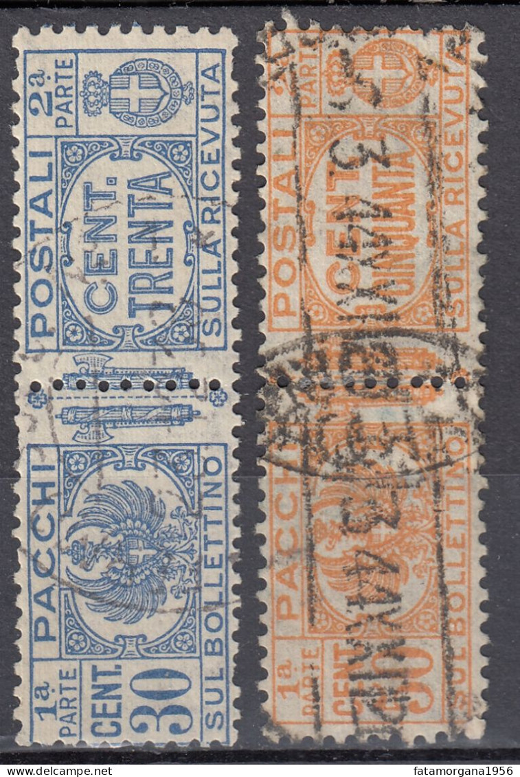 ITALIA - 1927/1939 - Lotto Di 2 Francobolli Completi Per Pacchi, Usati: Unificato 27 E 32. - Postal Parcels