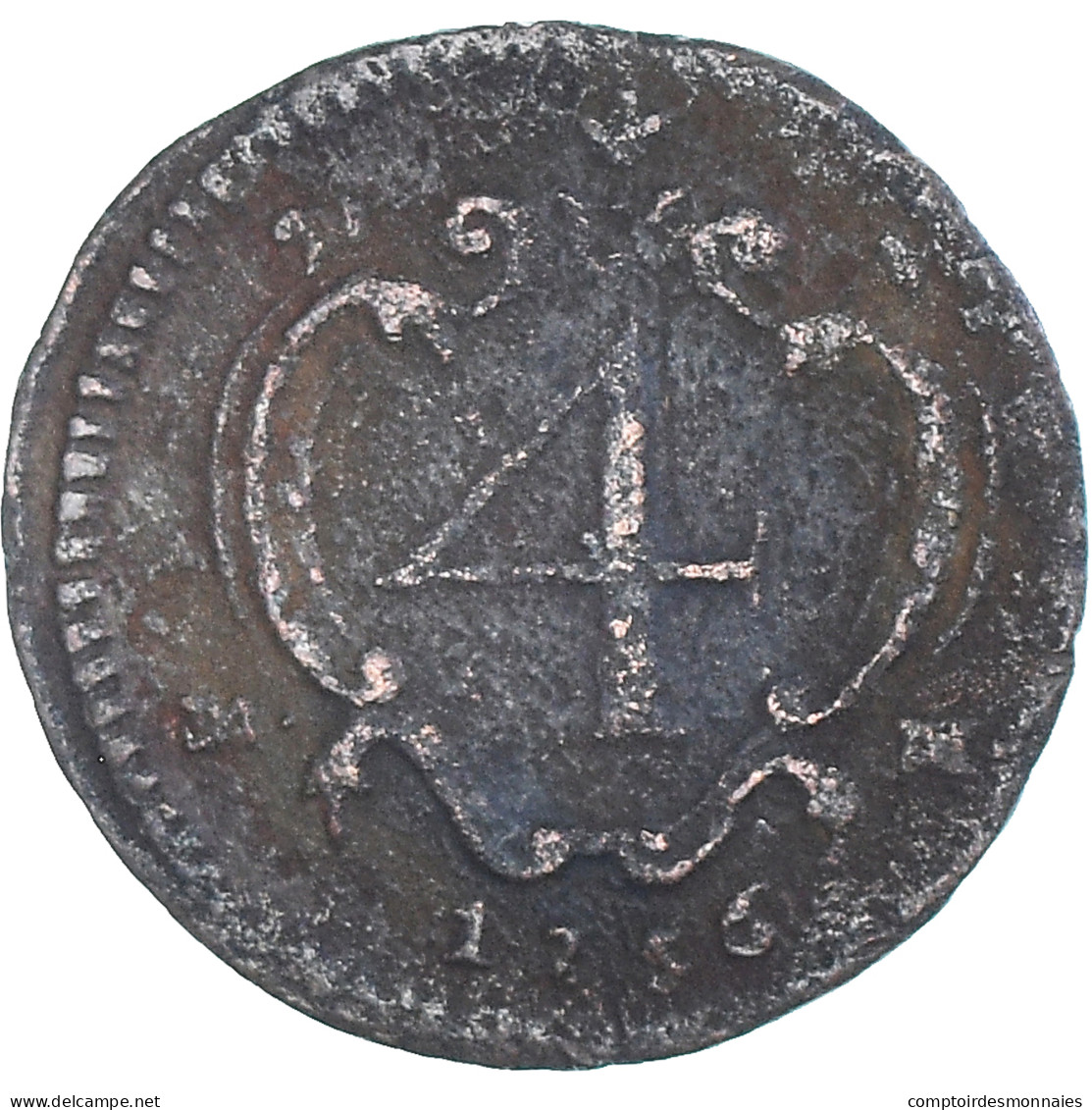 Monnaie, États Italiens, Charles III, 4 Cavalli, 1756, Naples, TB+, Cuivre - Monnaies Féodales