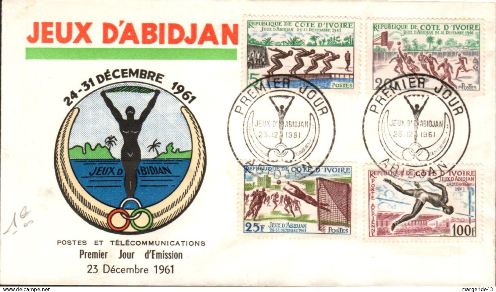 COTE D'IVOIRE FDC 1961 JEUX D'ABIDJAN - Côte D'Ivoire (1960-...)