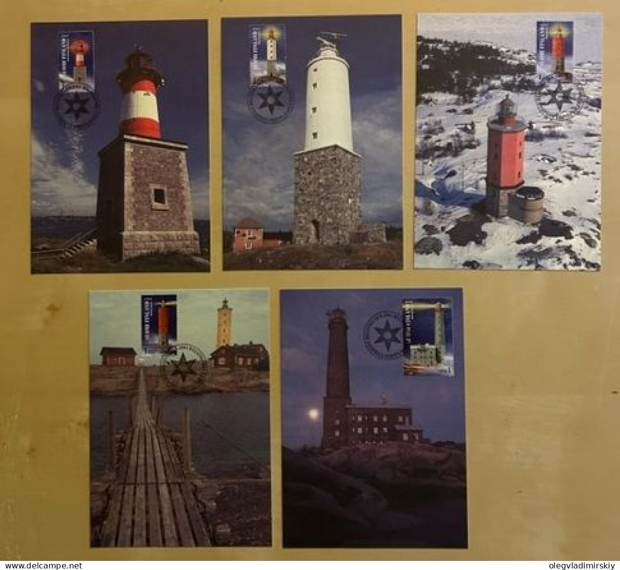 Finland 2003 Lighthouses Set Of 5 Maxicards - Maximumkaarten