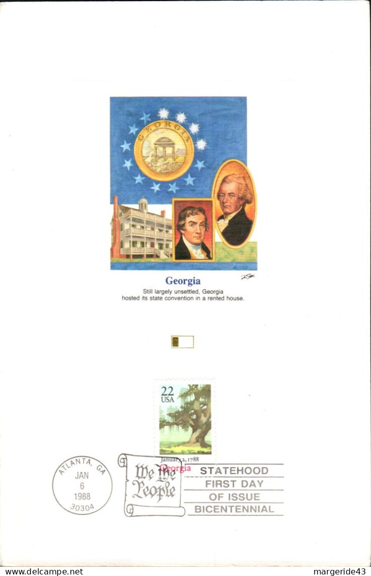 USA ETATS UNIS DOC FDC 1988 GEORGIE - 1981-1990