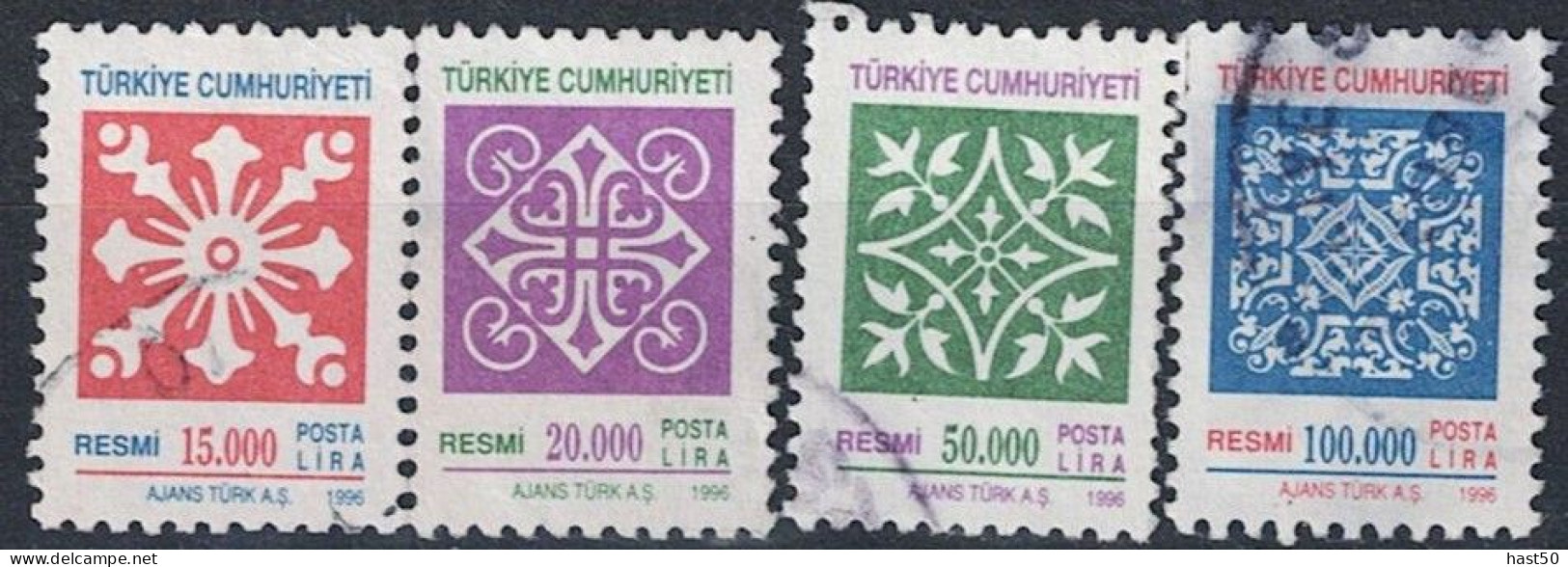 Türkei Turkey Turquie - Dienst/Service Ornament (MiNr: 207/10) 1996 - Gest Used Obl - Francobolli Di Servizio