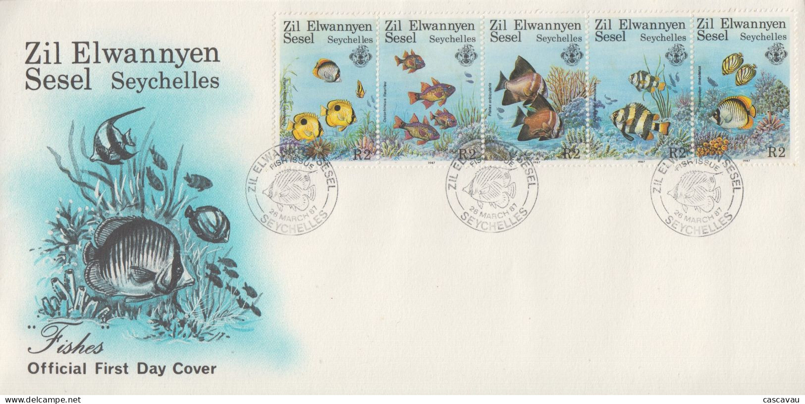 Enveloppe  FDC  1er  Jour     SEYCHELLES    SESEL      Poissons  Des   Récifs    1987 - Seychelles (1976-...)