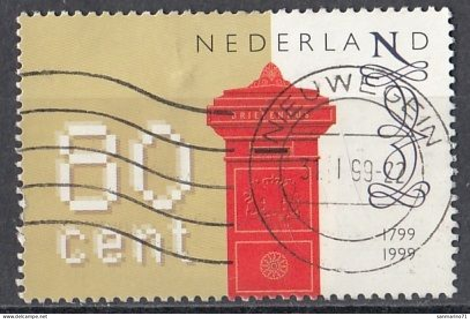 NETHERLANDS 1705,used,falc Hinged - Oblitérés