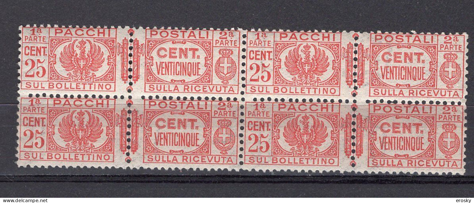 Z6105 - ITALIA REGNO PACCHI SASSONE N°26 ** Quartina - Colis-postaux