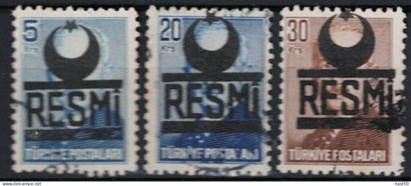 Türkei Turkey Turquie - Dienst/Service Aufdruck RESMI (MiNr: 14/6) 1951 - Gest Used Obl - Francobolli Di Servizio