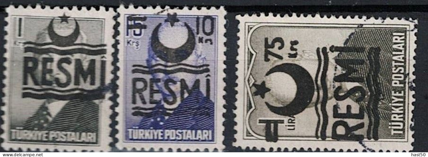 Türkei Turkey Turquie - Dienst/Service Aufdruck RESMI (MiNr: 41/3) 1957 - Gest Used Obl - Official Stamps