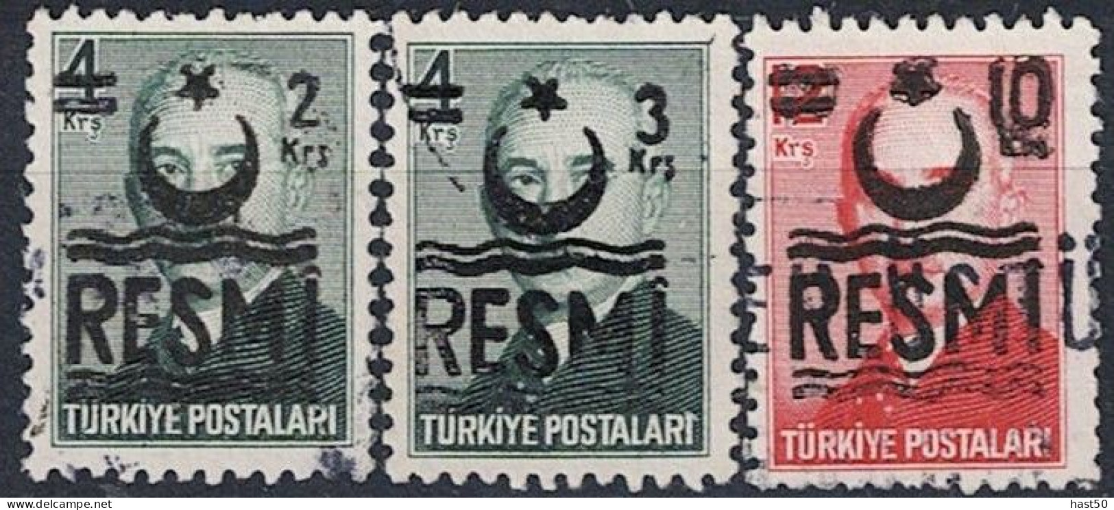 Türkei Turkey Turquie - Dienst/Service Aufdruck RESMI (MiNr: 57/9) 1957 - Gest Used Obl - Timbres De Service