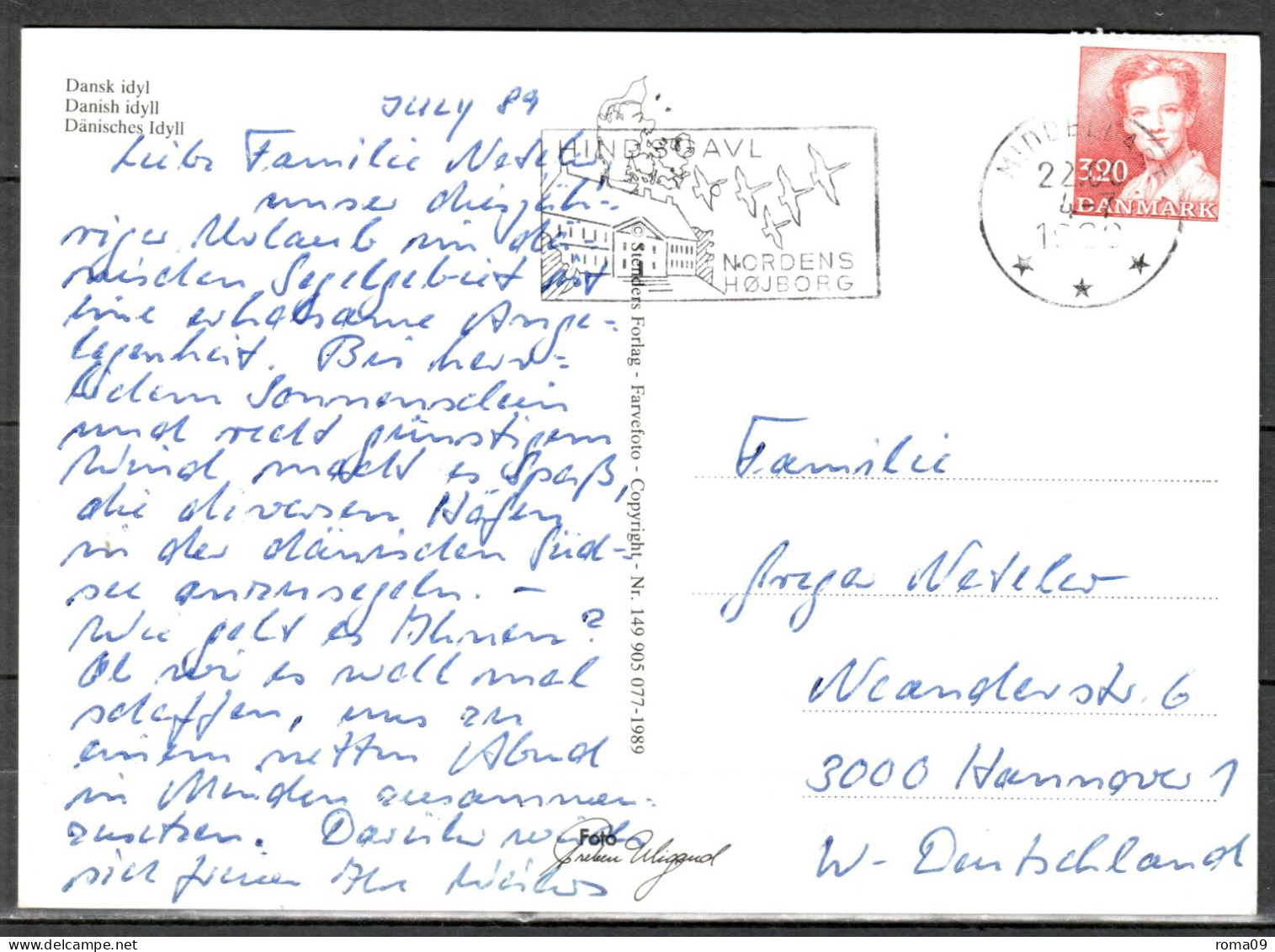 MiNr. 907, Freimarken: Königin Margrethe II., Auf Postkarte Nach Deutschland; B-1985 - Lettres & Documents