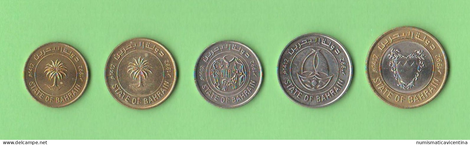 Baharain   5 + 10 + 25 + 50 + 100  Fils 1992 Asian Coins Bimetallic + Brass + Nichel Coins - Bahrein