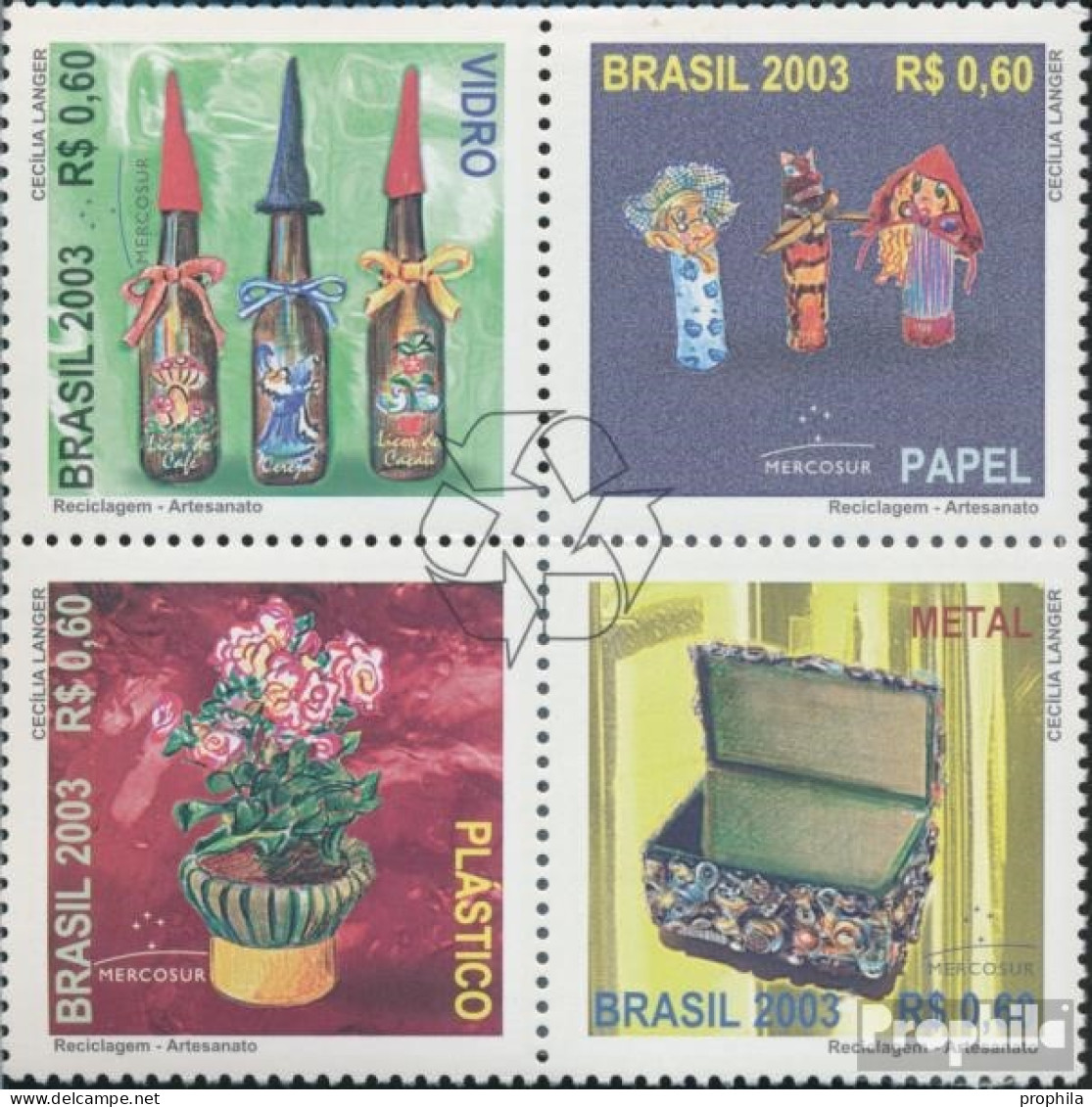 Brasilien 3307-3310 Viererblock (kompl.Ausg.) Postfrisch 2003 Kunsthandwerk - Neufs