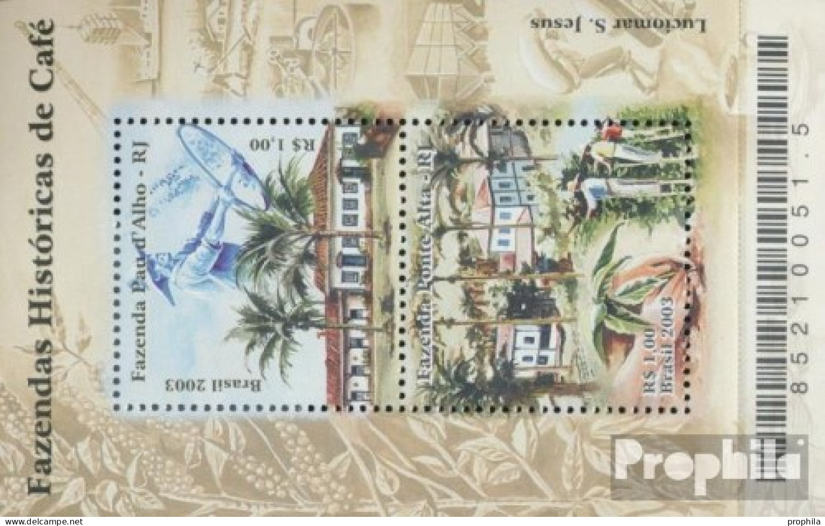 Brasilien Block122 (kompl.Ausg.) Postfrisch 2003 Hist. Kaffeepflanzungen - Neufs