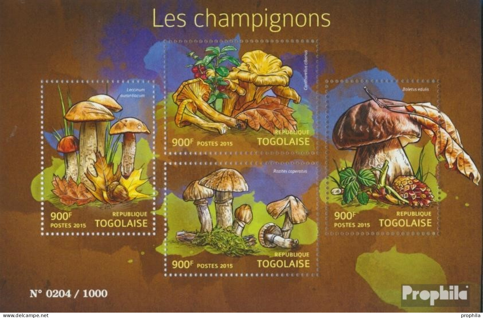 Togo 6862-6865 Kleinbogen (kompl. Ausgabe) Postfrisch 2015 Pilze - Togo (1960-...)