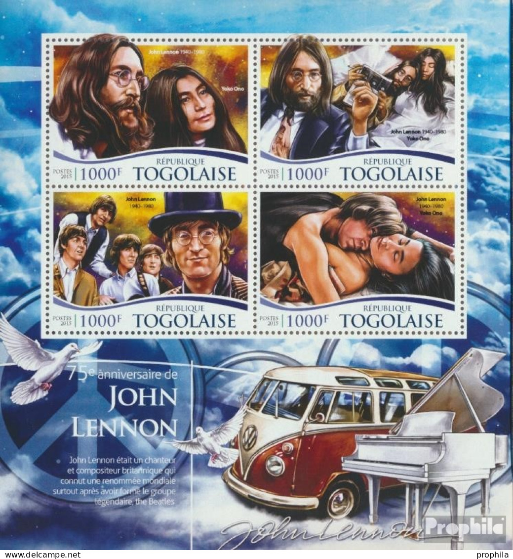 Togo 6829-6832 Kleinbogen (kompl. Ausgabe) Postfrisch 2015 John Lennon - Togo (1960-...)