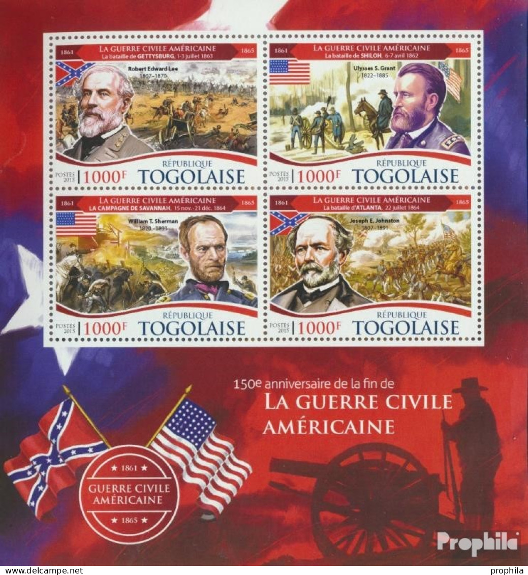 Togo 6814-6817 Kleinbogen (kompl. Ausgabe) Postfrisch 2015 Amerikanischer Bürgerkrieg - Togo (1960-...)