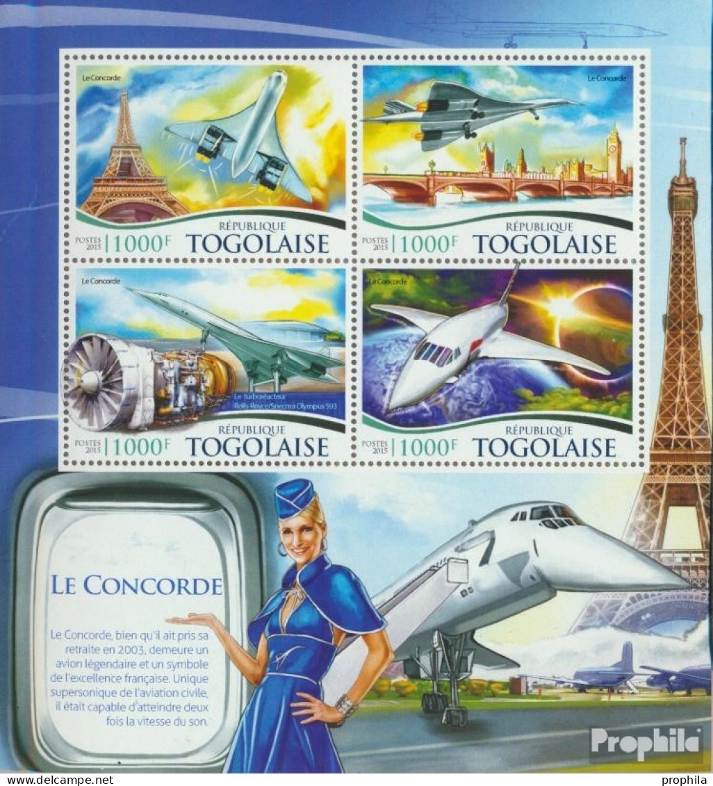 Togo 6804-6807 Kleinbogen (kompl. Ausgabe) Postfrisch 2015 Concorde - Togo (1960-...)