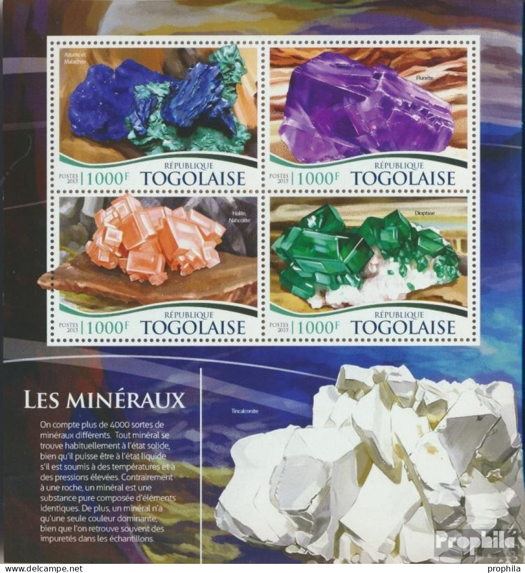 Togo 6744-6747 Kleinbogen (kompl. Ausgabe) Postfrisch 2015 Mineralien - Togo (1960-...)