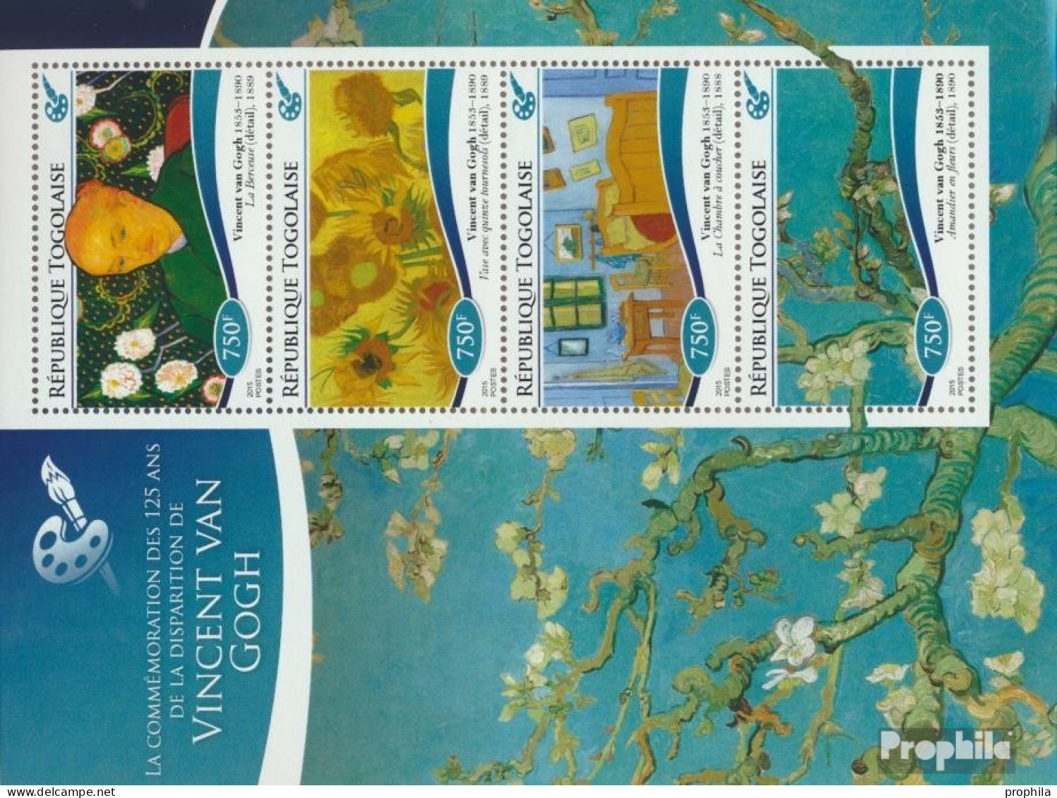Togo 6569-6572 Kleinbogen (kompl. Ausgabe) Postfrisch 2015 Vincent Van Gogh - Togo (1960-...)