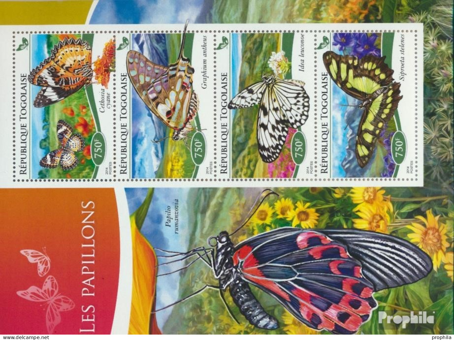 Togo 6401-6404 Kleinbogen (kompl. Ausgabe) Postfrisch 2014 Schmetterlinge - Togo (1960-...)