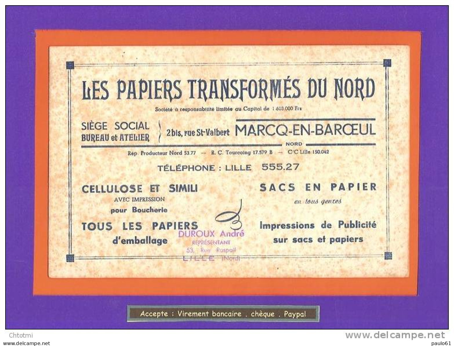 BUVARD /Les Papiers Transformés Du Nord   MARCQ EN BAROEUL - Papeterie