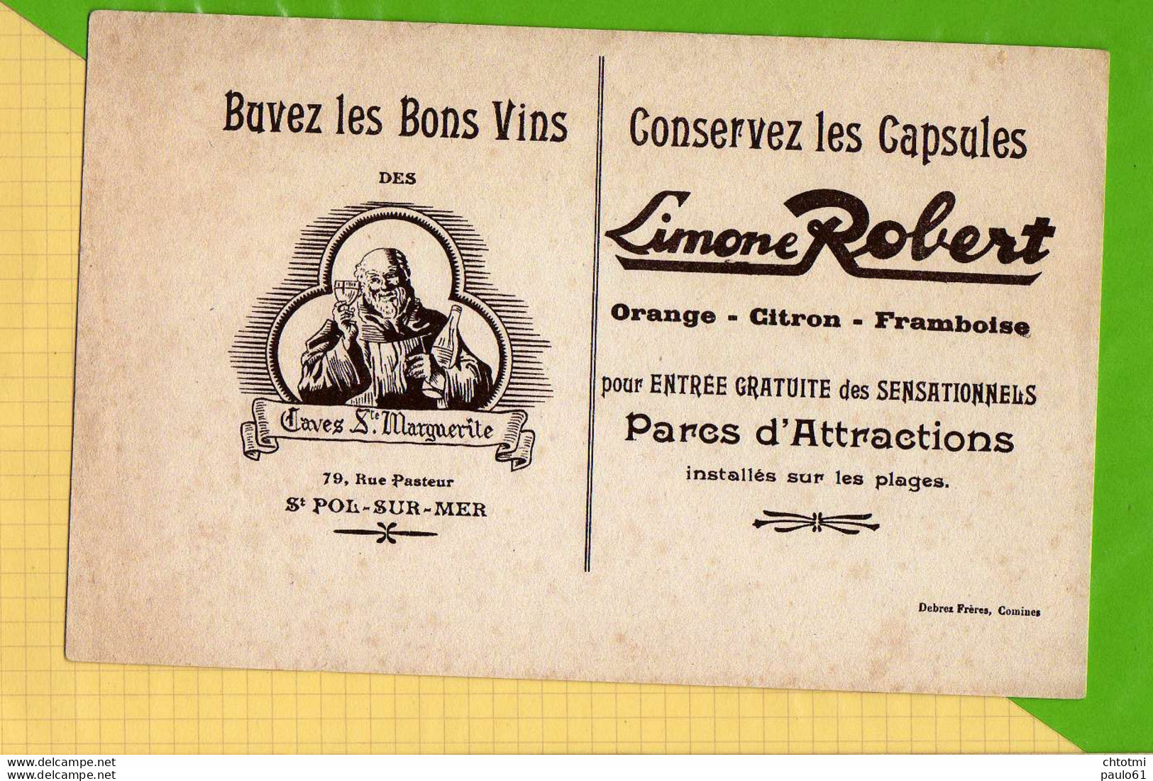 2 BUVARDS &; Blotting Paper :  Limone ROBERT Caves Ste Marguerite Saint Pol Sur Mer Couleur Et Noir - Frisdrank