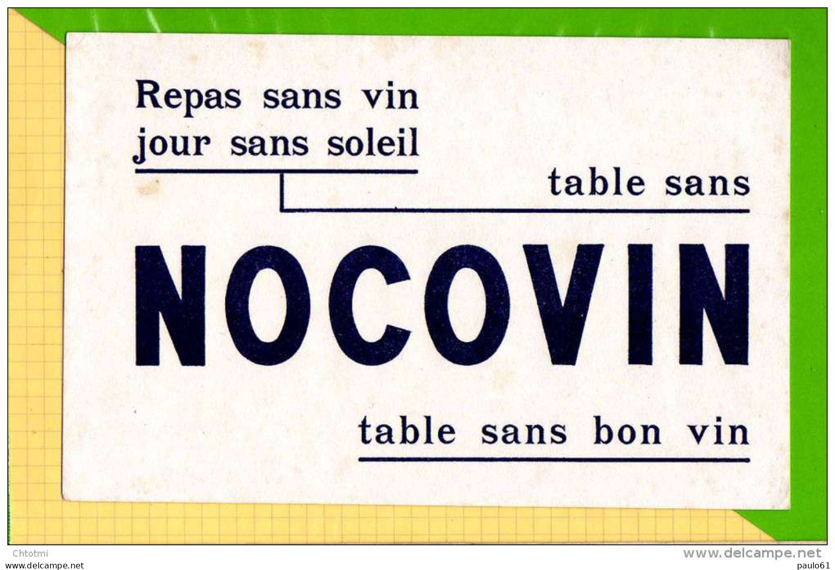 BUVARD &amp; Blotting Paper :  Repas Sans Vin  NOCOVIN - Liqueur & Bière