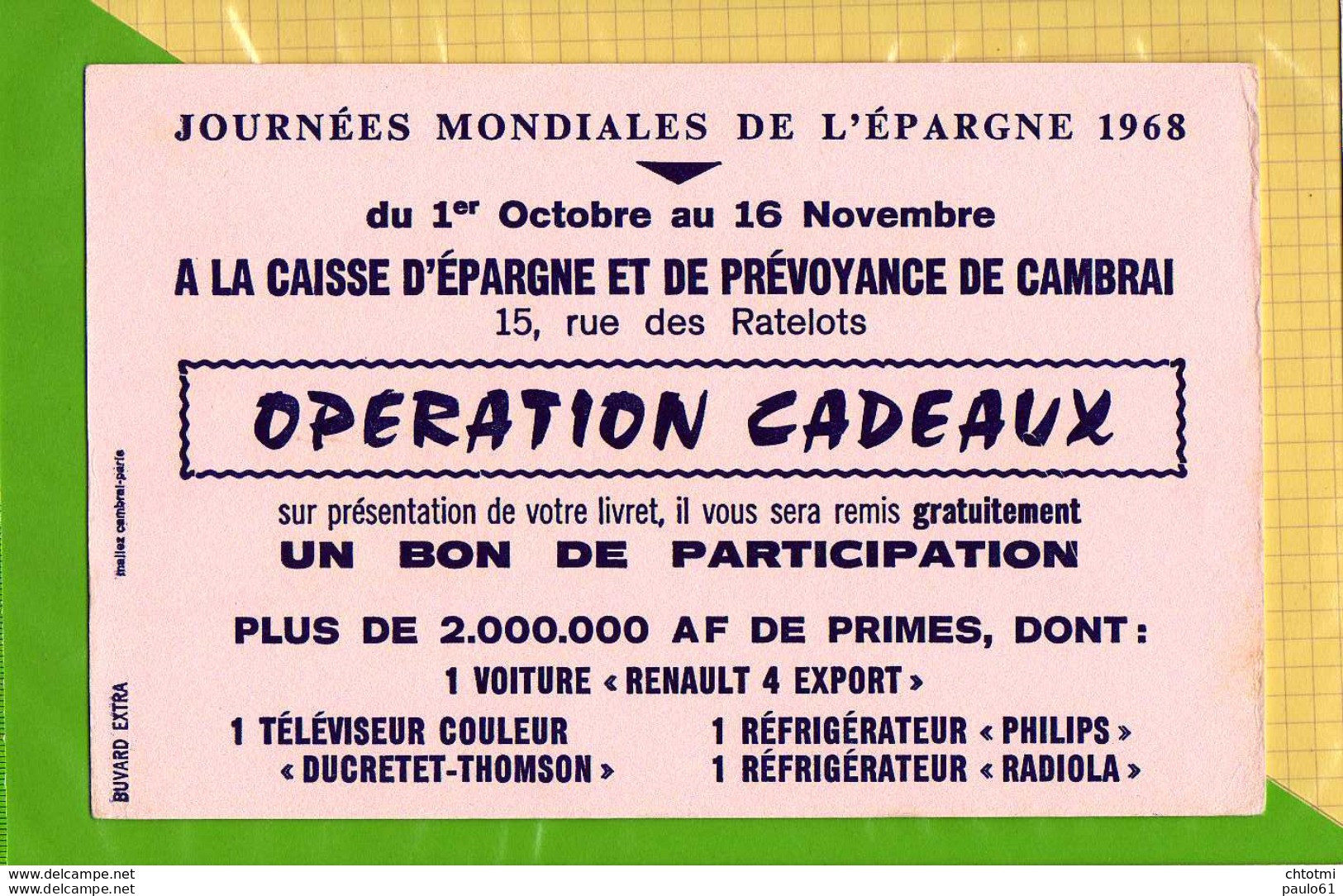 BUVARD : Caisse D'Epargne De Cambrai - Bank & Versicherung