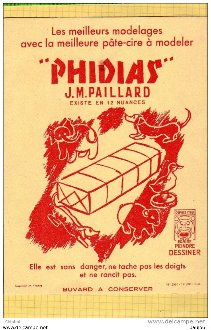 BUVARD : PHIDIAS  Jm Paillard  Eliphan Chien Canard Ours - Pinturas