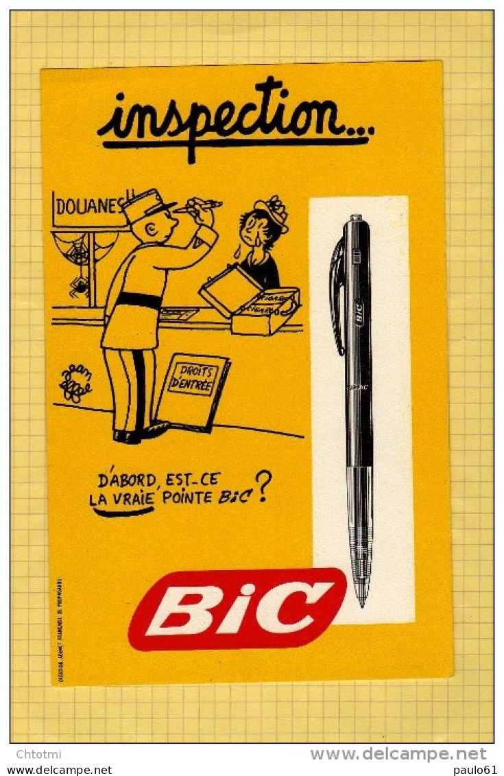 BUVARD : Un Stylo BIC Inspection  Couleur Jaune - Stationeries (flat Articles)