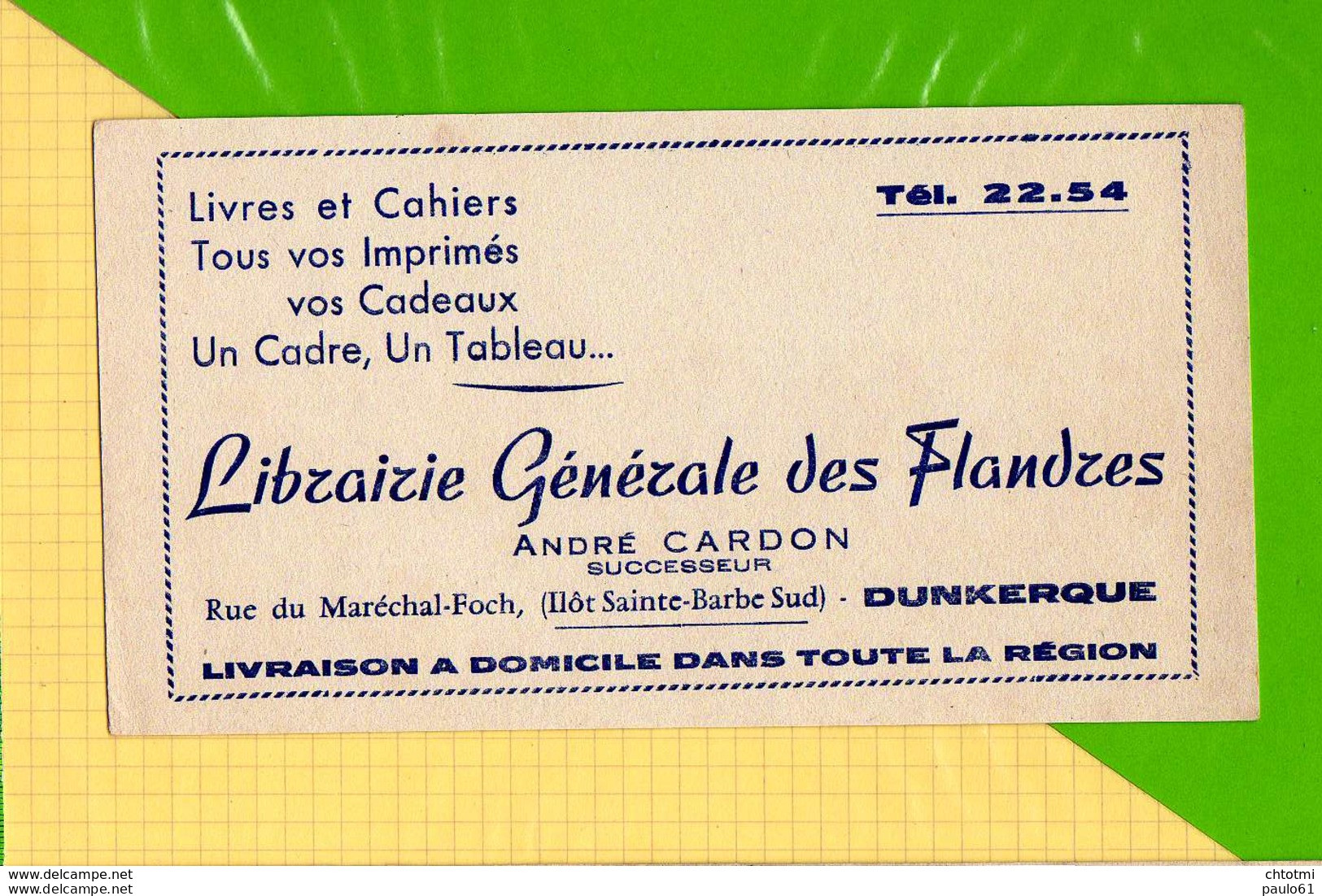 BUVARD & Blotting Paper :  Librairie Generale Des Flandres ANDRE CARDON DUNKERQUE - Papeterie