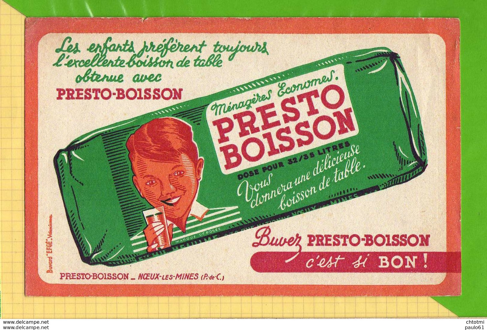 Buvard &amp; Blotting Paper : Boisson De Table PRESTO BOISSON  Noeux Les Mines - Limonadas - Refrescos