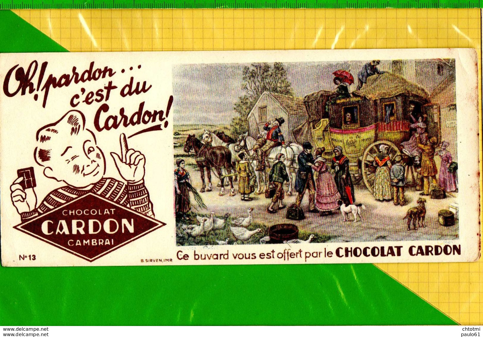 BUVARD & Blotting Paper : Chocolat CARDON  Depart De La Diligence - Cacao