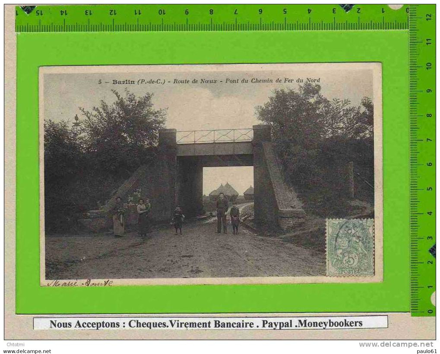 CPA : BARLIN  5 Route De Noeux Pont Du Chemin De Fer  Belle Animation Sous Le Pont - Barlin