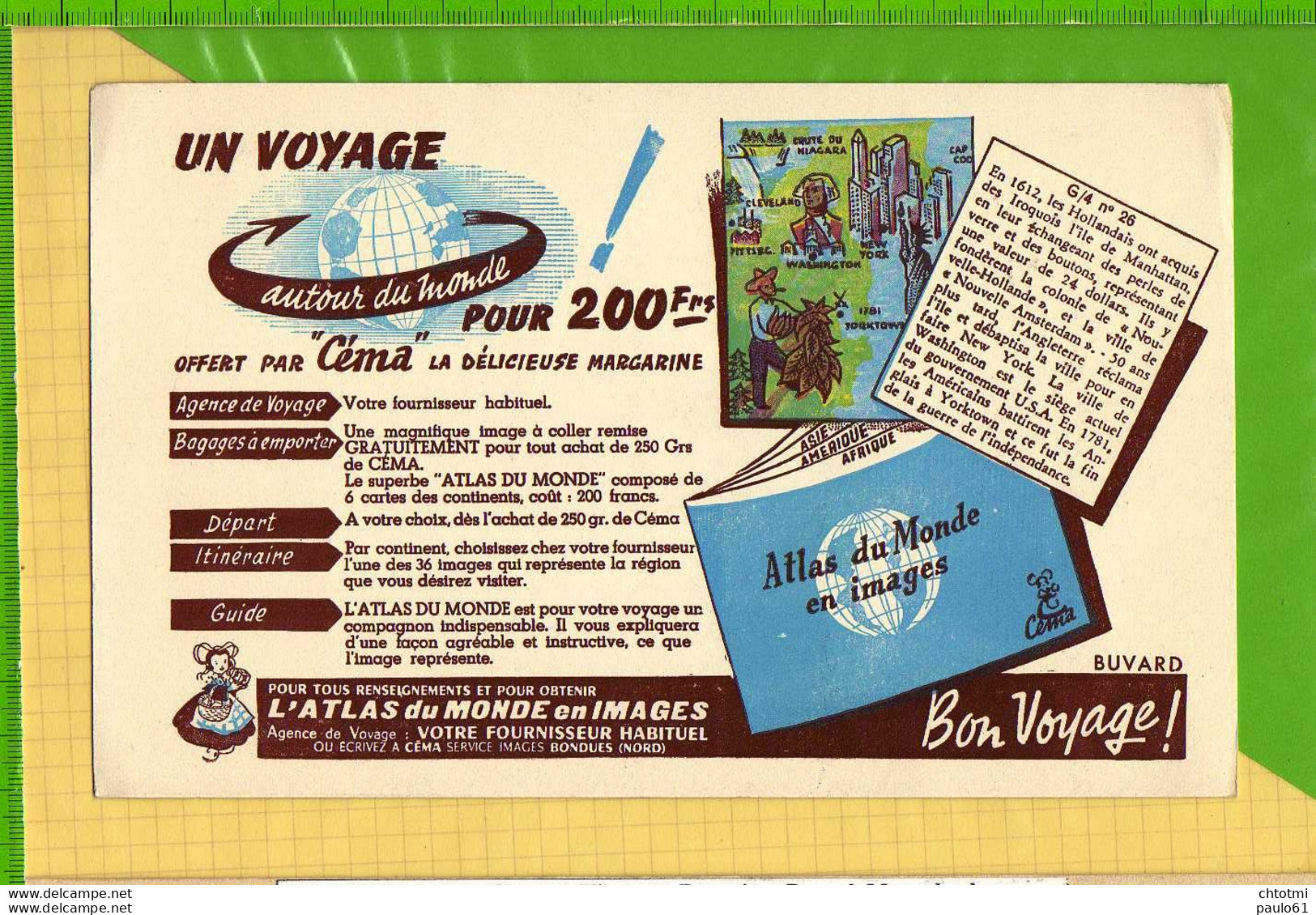 Buvard & Blotting Paper : Un Voyage Offert Par CEMA  Margarine BONDUES - Produits Laitiers