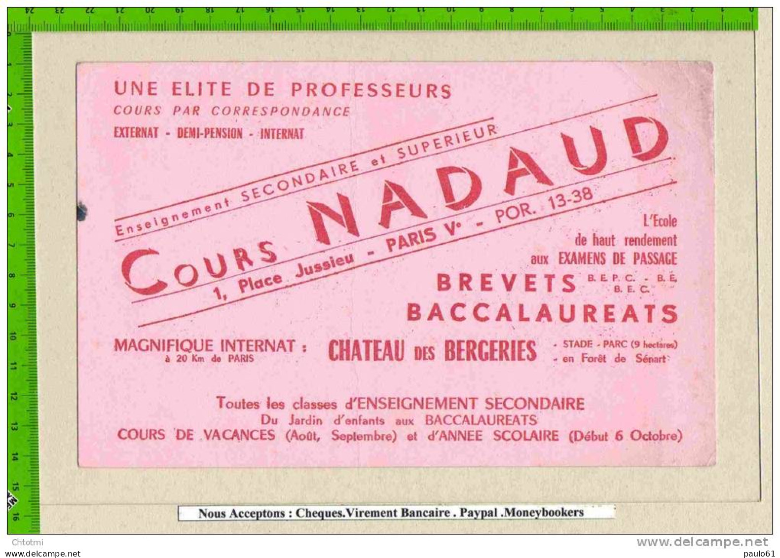 BUVARD    :Cours NADAUD   Chateau Des Bergeries - Papeterie