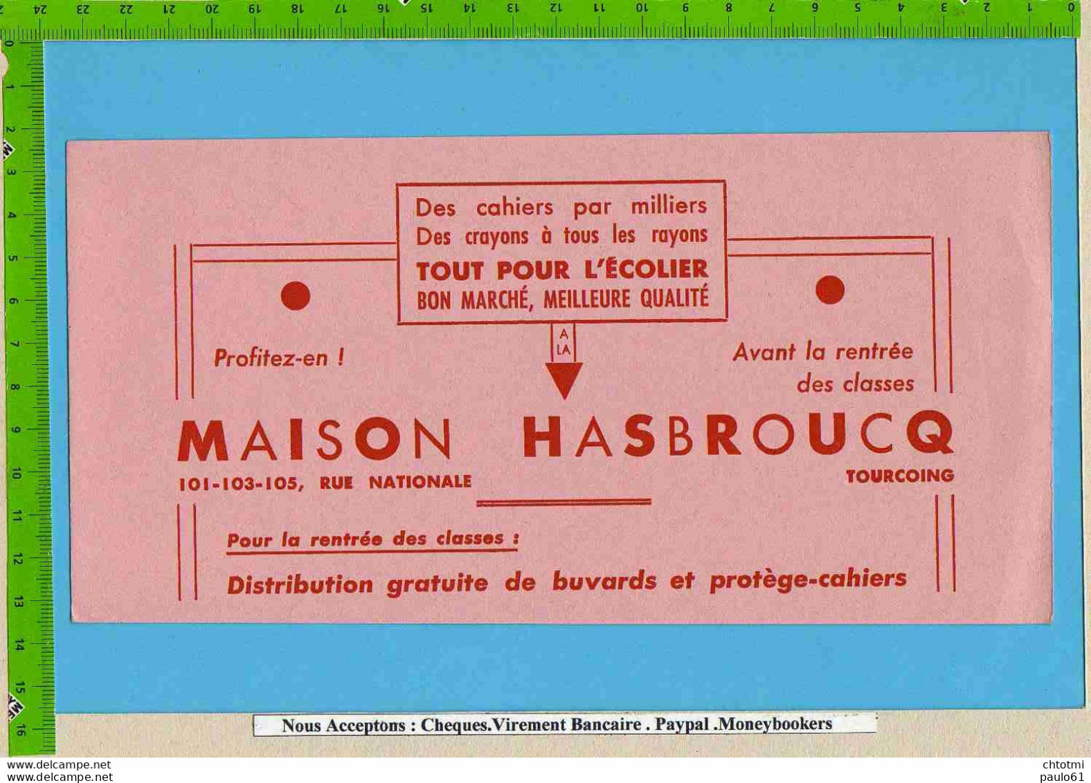 BUVARD  : Maison HASBROUCQ  Tout Pour L'Ecolier TOURCOING - Stationeries (flat Articles)