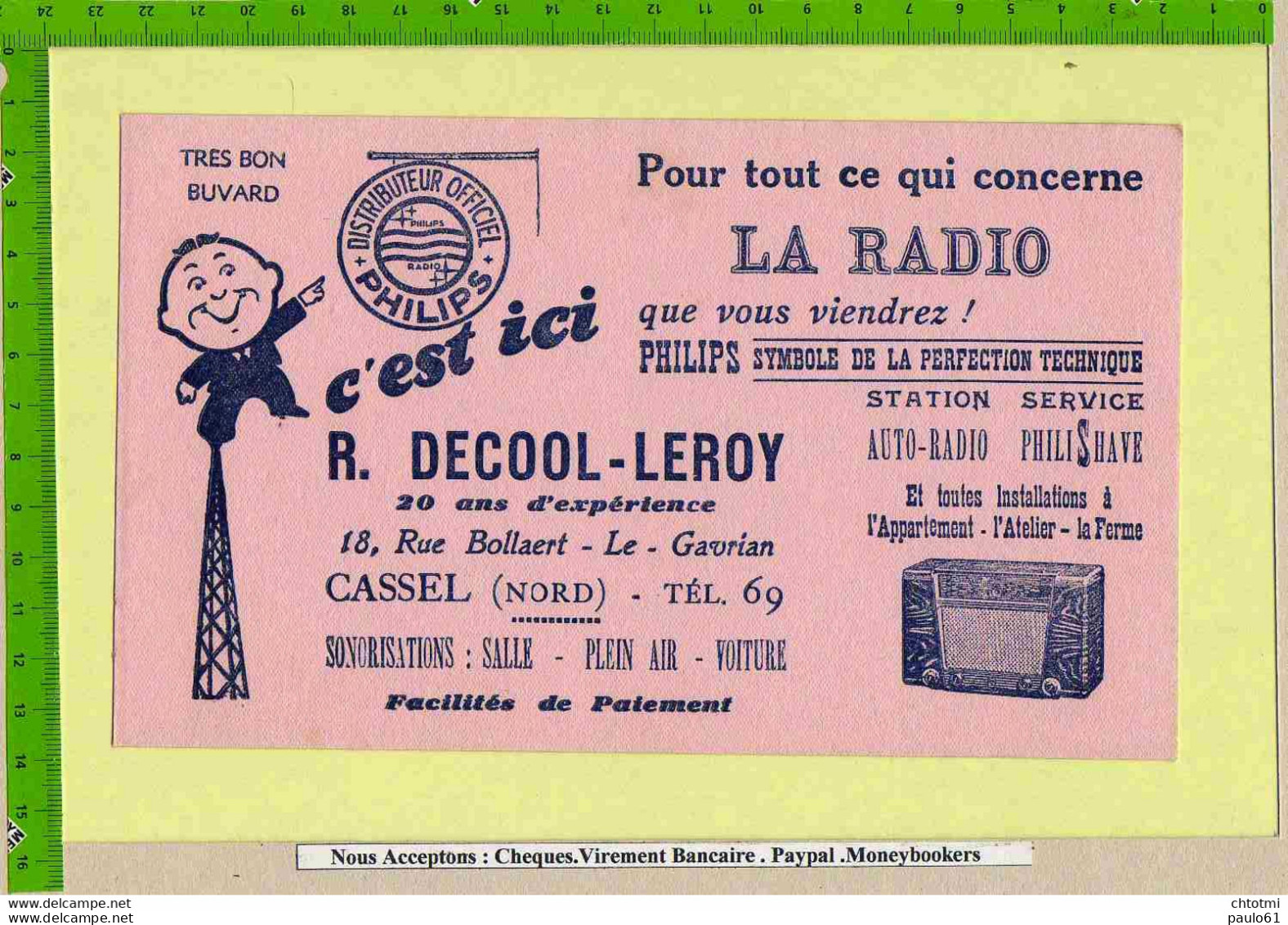 BUVARD : La Radio   DECOOL LEROY  CASSEL ( Rose ) - Elettricità & Gas