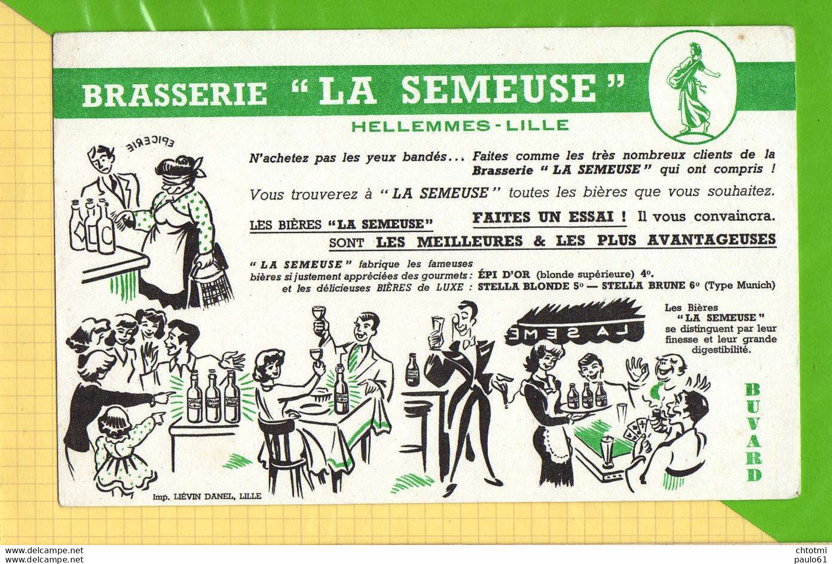 BUVARD & Blotting Paper : Brasserie LA SEMEUSE  Hellesmes LILLE - Schnaps & Bier