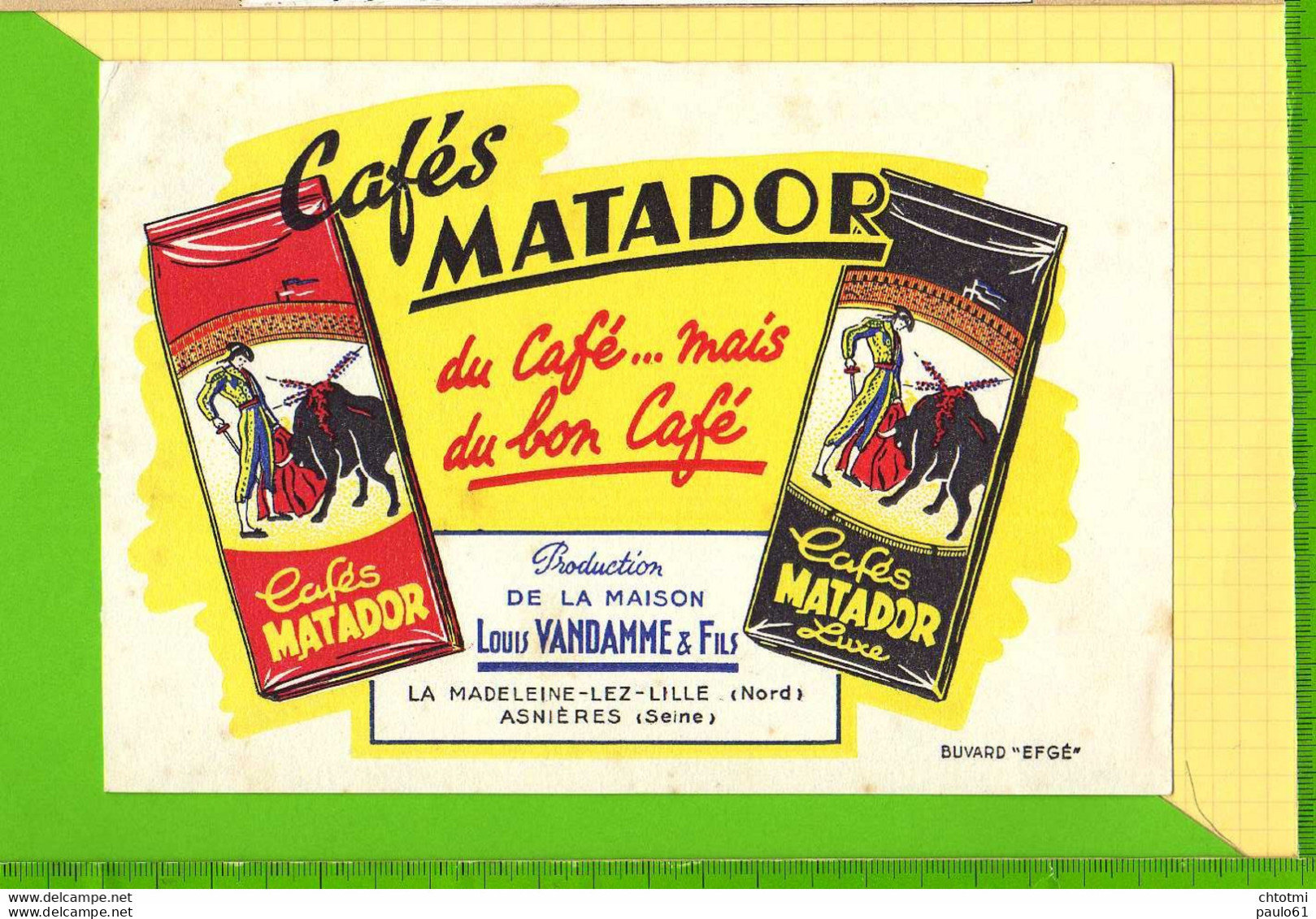 Buvard & Blotting Paper  :  Cafés MATADOR  Louis VANDAMME  La MADELEINE Lez LILLE - Koffie En Thee