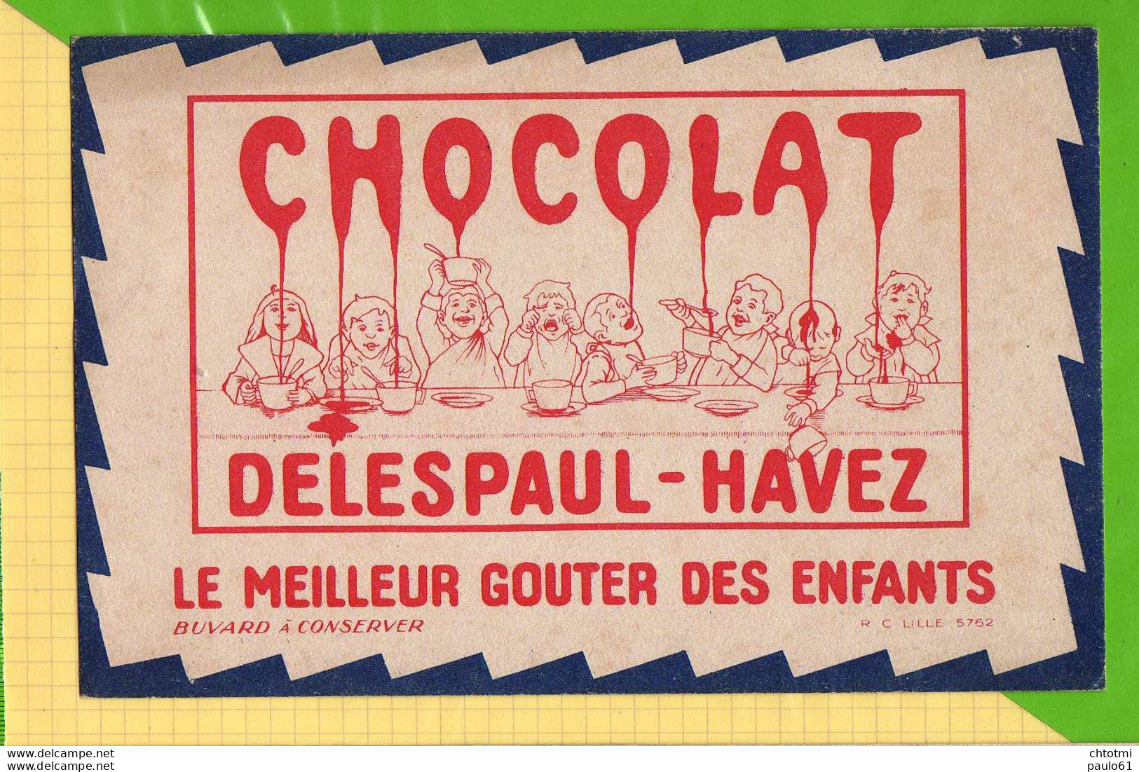 Buvard & Blotting Paper : Chocolat DELESPAUL HAVEZ  LES ENFANTS Bordure Bleu - Chocolat