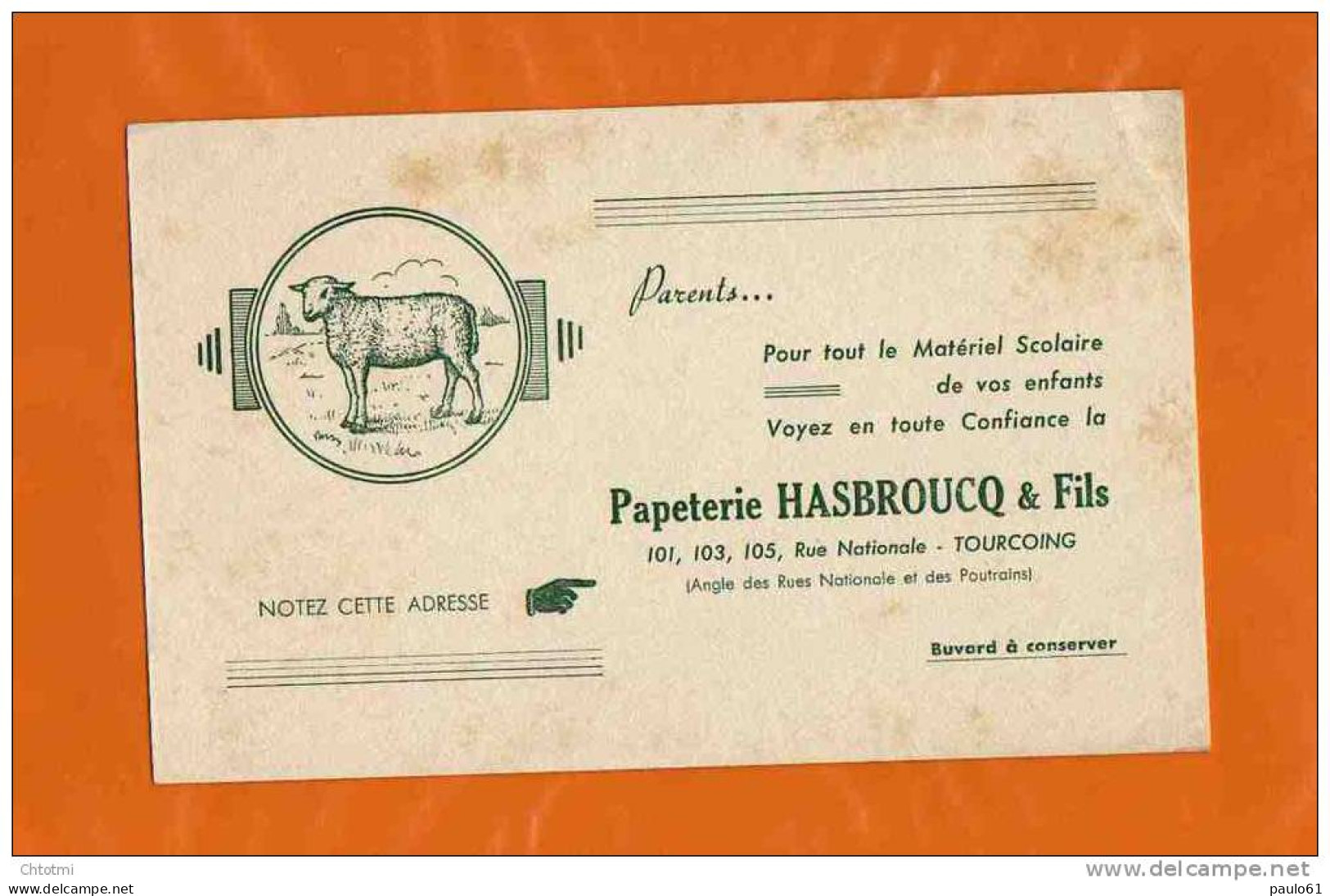 BUVARD :Papeterie HASBROUCQ  TOURCOING - Stationeries (flat Articles)