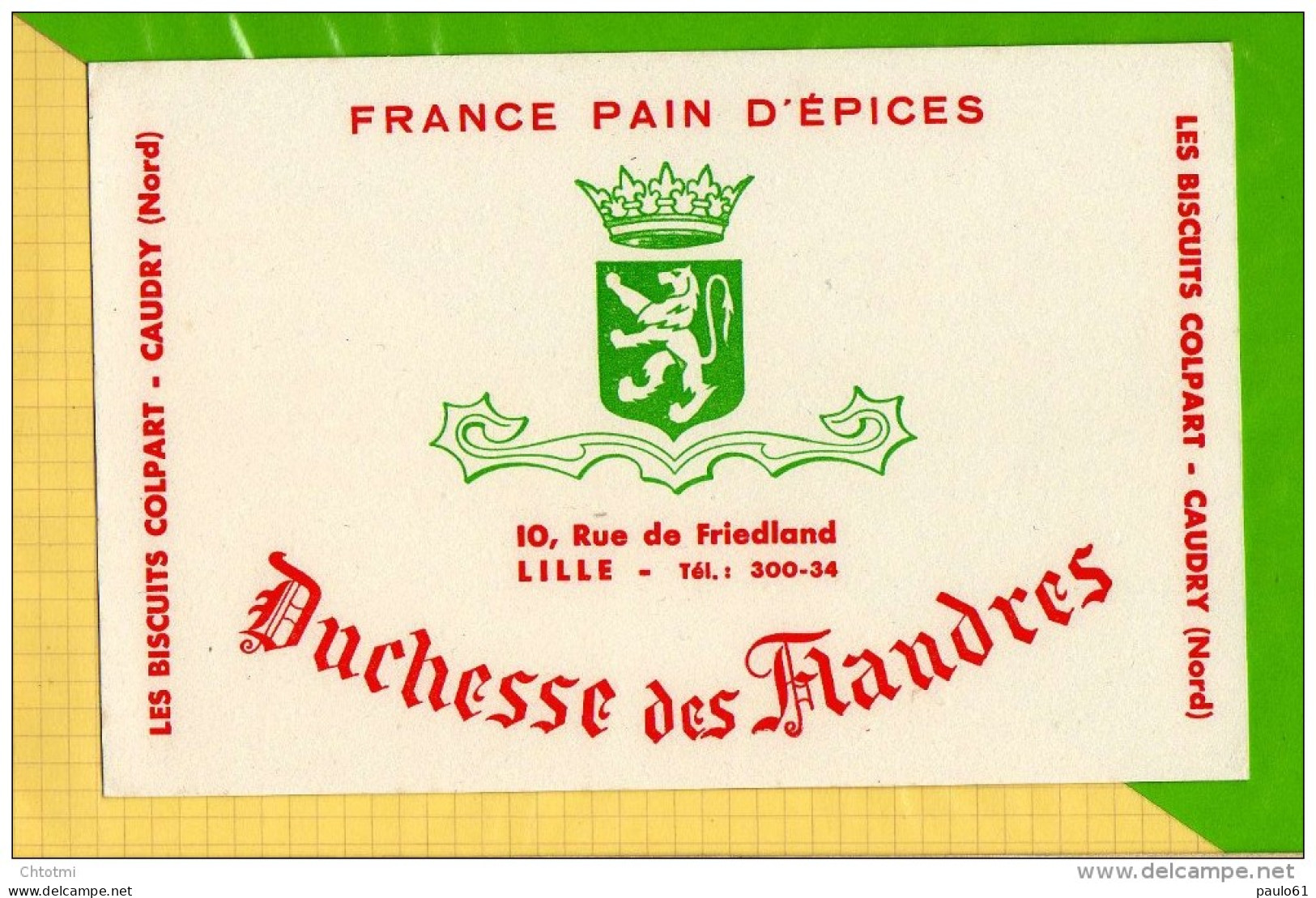 Buvard & Blotting Paper  :Pain D'Epices Duchesse Des Flandres  Lille Caudry - Pain D'épices