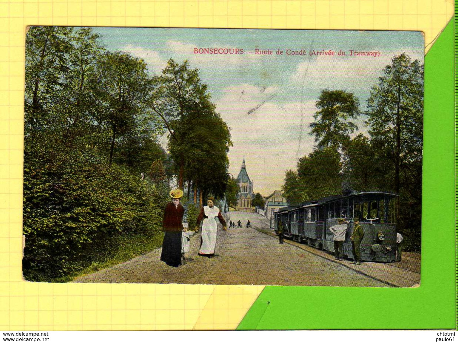 CPA  CONDE Sur ESCAULT   BONSECOURS Route De Condé Arrivée Du Tramway - Conde Sur Escaut